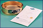 Endecott sieve with calibration certificate